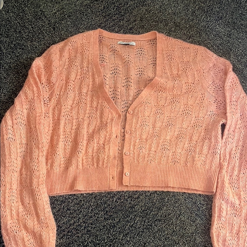 Elegant Pink Knit Cardigan Sweater